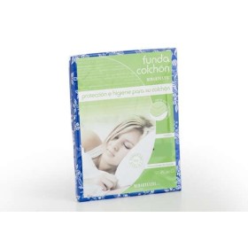 FUNDA COLCHON MICRO ESTAMP AZUL FLORES 135