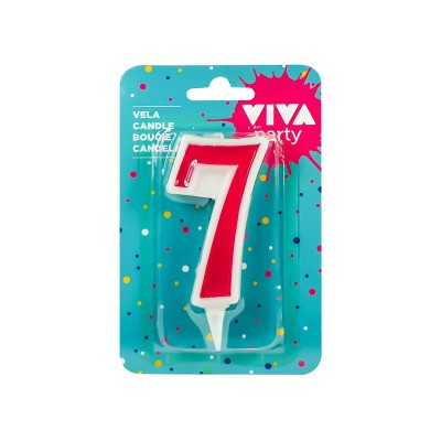 VELA NUMERAL 8 CM Nº 7 ROJO                       