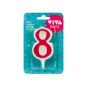 VELA NUMERAL 8 CM Nº 8 ROJO                       