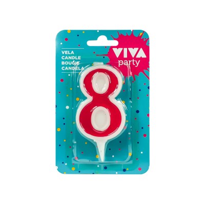 VELA NUMERAL 8 CM Nº 8 ROJO                       