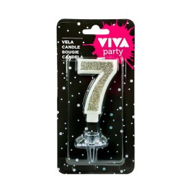 VELA NUMERAL 6.5 CM Nº 7 PLATA                    