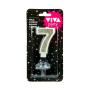 VELA NUMERAL 6.5 CM Nº 7 PLATA                    