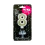 VELA NUMERAL 6.5 CM Nº 8 PLATA                    