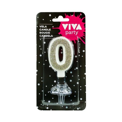 VELA NUMERAL 6.5 CM Nº 0 PLATA                    