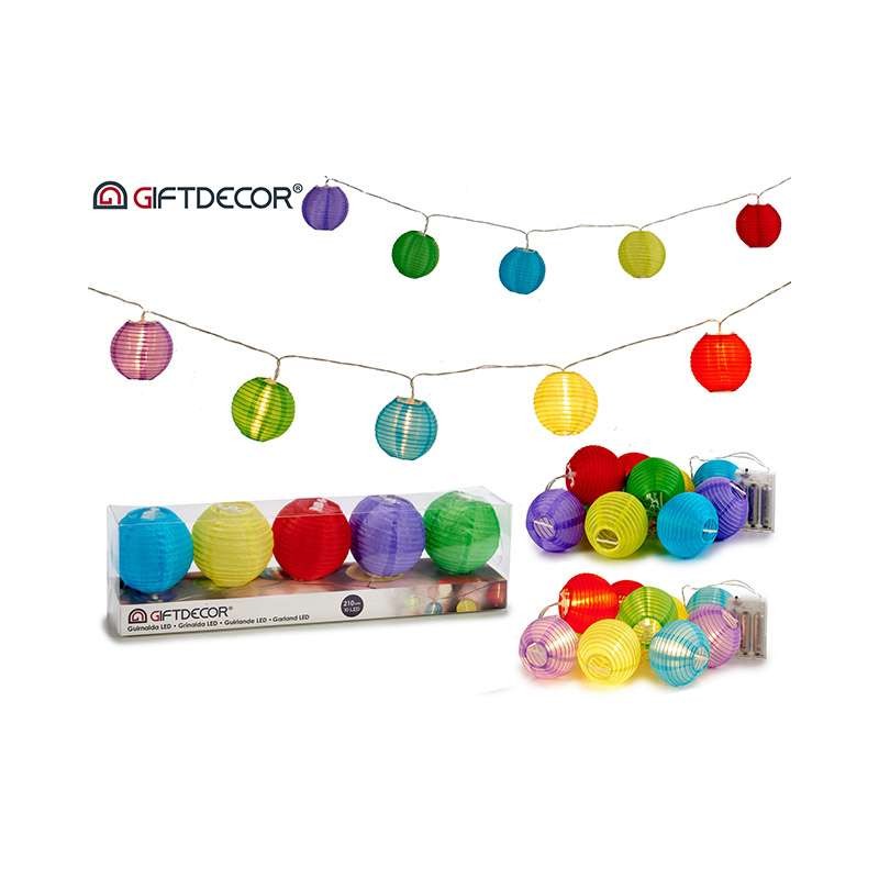 TIRA LED 10 FAROLES PAPEL COLOR                   