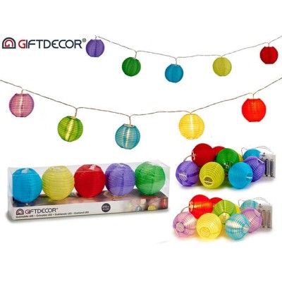 TIRA LED 10 FAROLES PAPEL COLOR                   