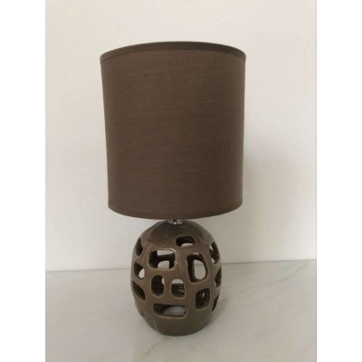 LAMPARA CERAMICA CALADA MARRON 18*41H CM