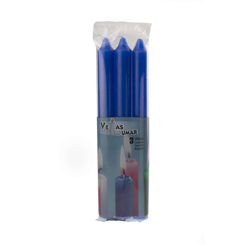 PACK 3 VELAS CIRIO AZUL                           