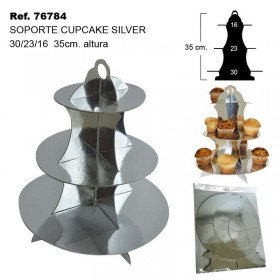 SOPORTE CUPCAKE SILVER 30/23/16 H35 CM