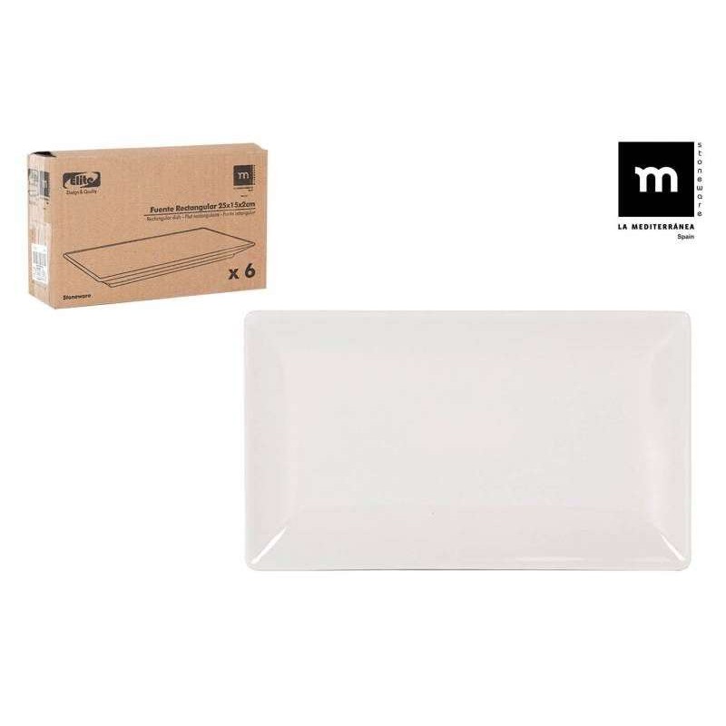 FUENTE RECTANGULAR IVORY BRILLO 25X15 CM