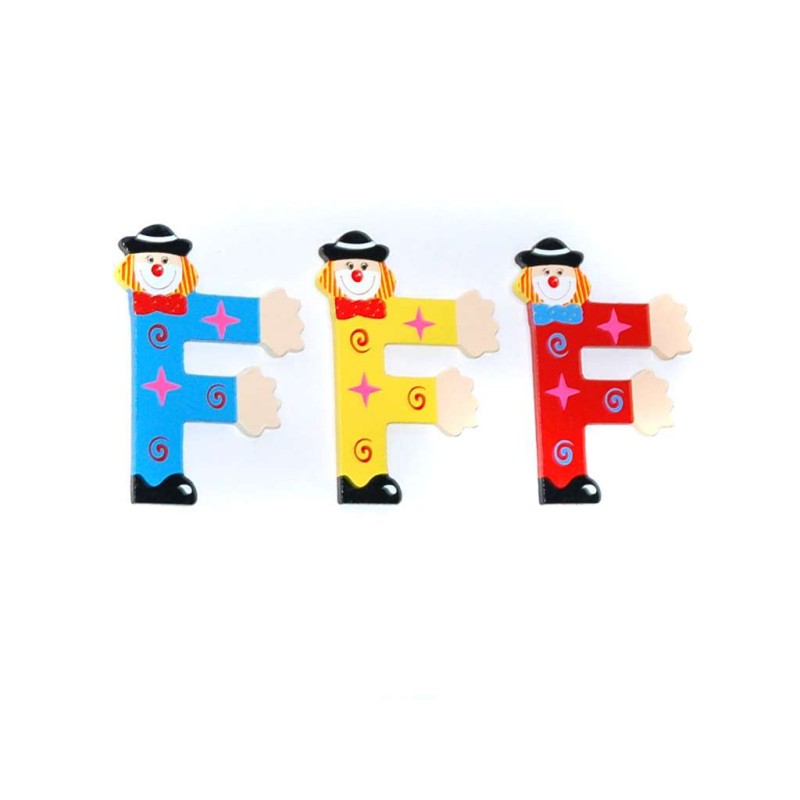 LETRA INFANTIL MADERA PAYASO "F"