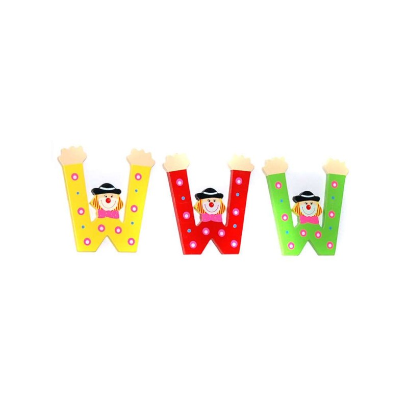 LETRA INFANTIL MADERA PAYASO "W"