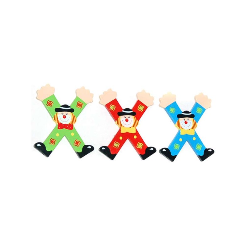 LETRA INFANTIL MADERA PAYASO "X"