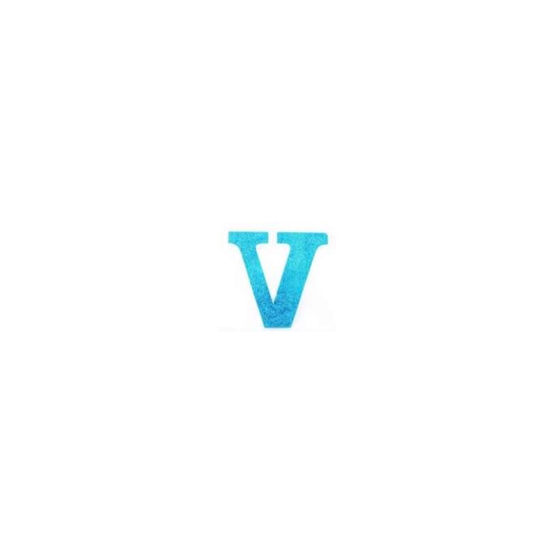 POREX LETRA V PURPURINA AZUL