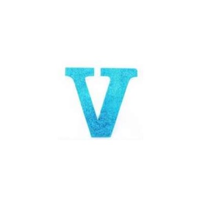 POREX LETRA V PURPURINA AZUL