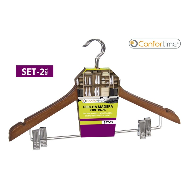 SET 2 PERCHAS MADERA C/PINZAS 45X27