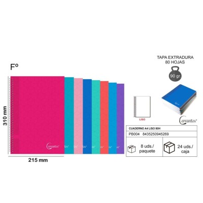 CUADERNO ESP Fº 80H 90GR LISO                     