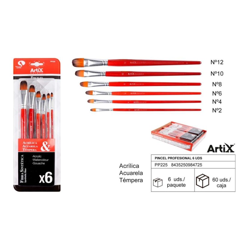 PINCEL PROFESIONAL 6 UDS ARTIX                    