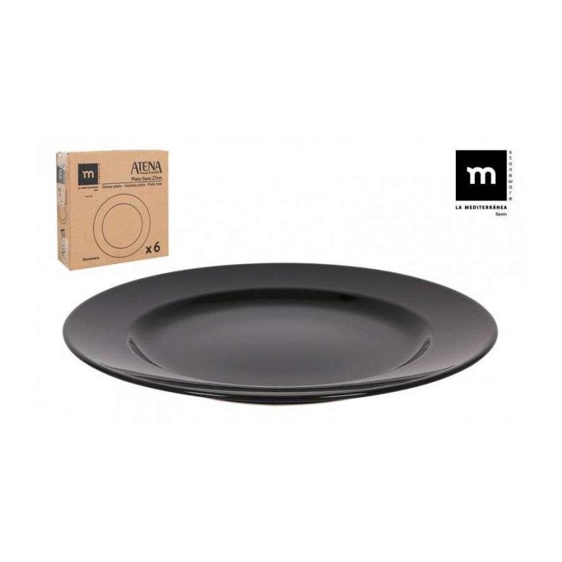 PLATO LLANO 27 CM "ATENA" NEGRO
