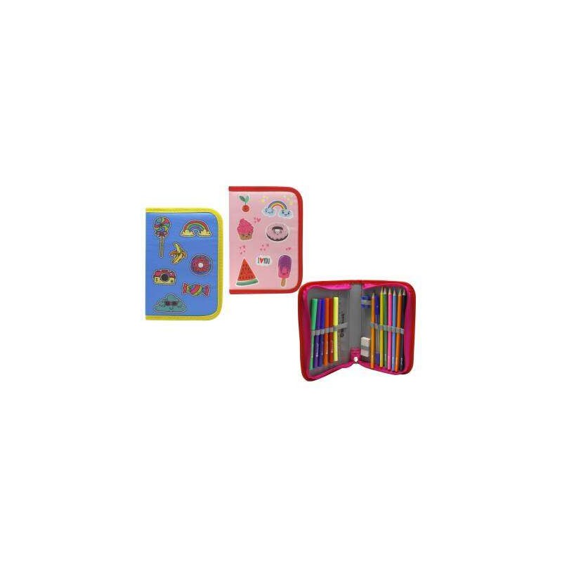 PLUMIER PARCHES 1 CREMALLERA C/MATERIAL ESCOLAR   