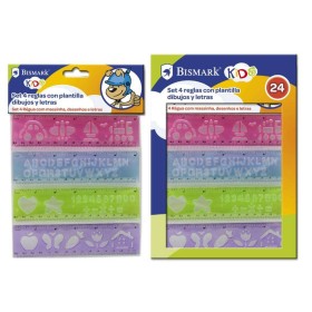 SET 4 REGLAS CON PLANTILLA DIBUJOS Y LETRAS       