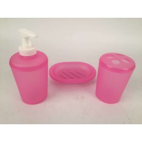 JUEGO BAÑO 3 PIEZAS ROSA                          