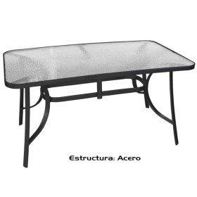 MESA LUXE 150X72CM. NEGRA ACERO CRISTAL           