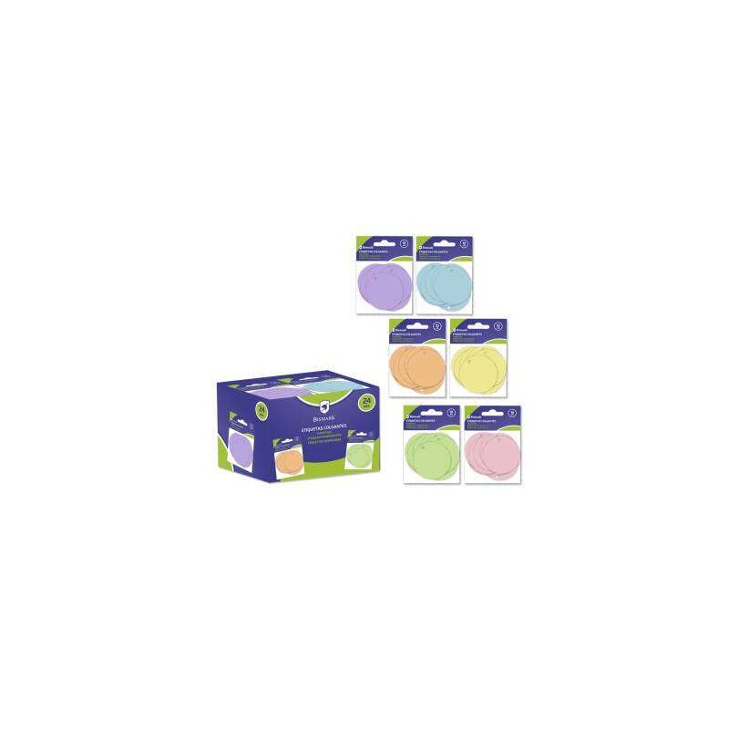 ETIQUETAS COLGANTES REDONDAS PASTEL 10 UDS        