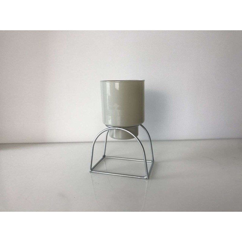 FLORERO CRISTAL BASE METAL GRIS 12*18H CM