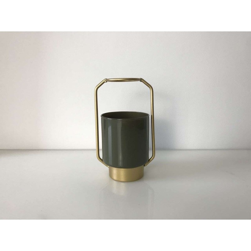 FLORERO CRISTAL BASE METAL MARRON 11*18H CM