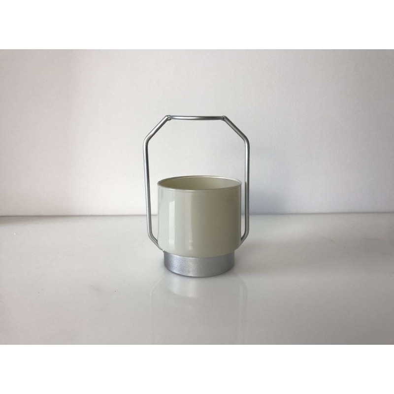 FLORERO CRISTAL BASE METAL GRIS 12*18H CM