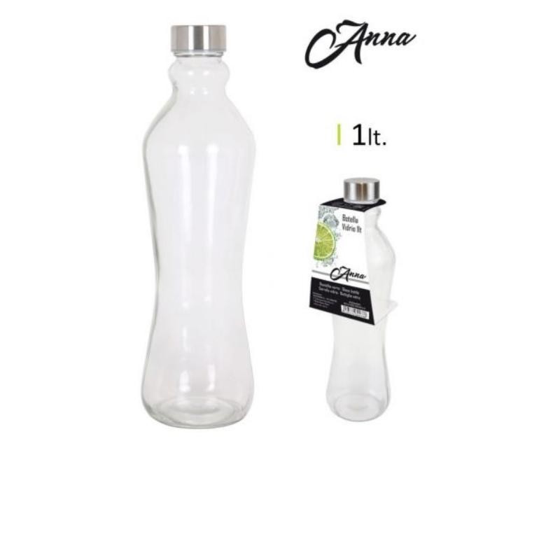 BOTELLA VIDRIO TAPON METAL 1LT ANNA