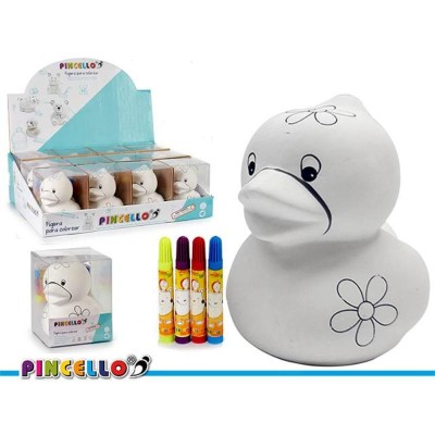 HUCHA PATITO PVC CON 4 ROTULADORES