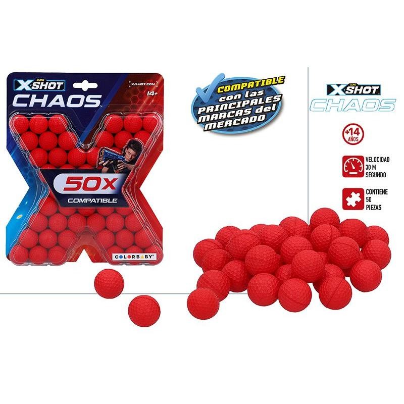 X-SHOT CHAOS- BLISTER 50 BOLAS +14A