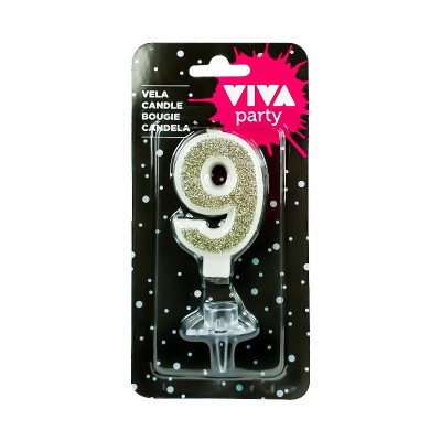 VELA NUMERAL 6.5 CM Nº 9 PLATA