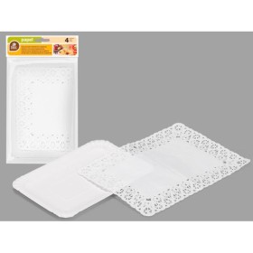 S/4 BANDEJA RECTANGULAR + BLONDA BLANCA 14X21 CM.