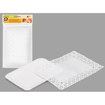 S/4 BANDEJA RECTANGULAR + BLONDA BLANCA 14X21 CM.