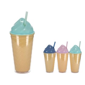 VASO C/CAÑITA ICE CREAM 450 ML 3 SURT
