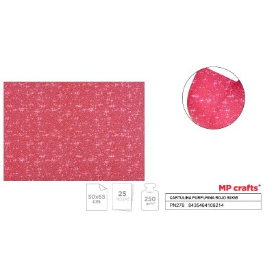 CARTULINA PURPURINA ROJO 50X65