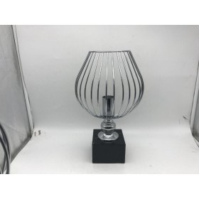 PORTAVELAS METAL PLATA 22*17*37H CM