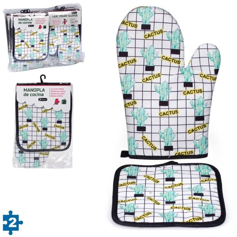 MANOPLA COCINA CACTUS POLIESTER 2 PZAS