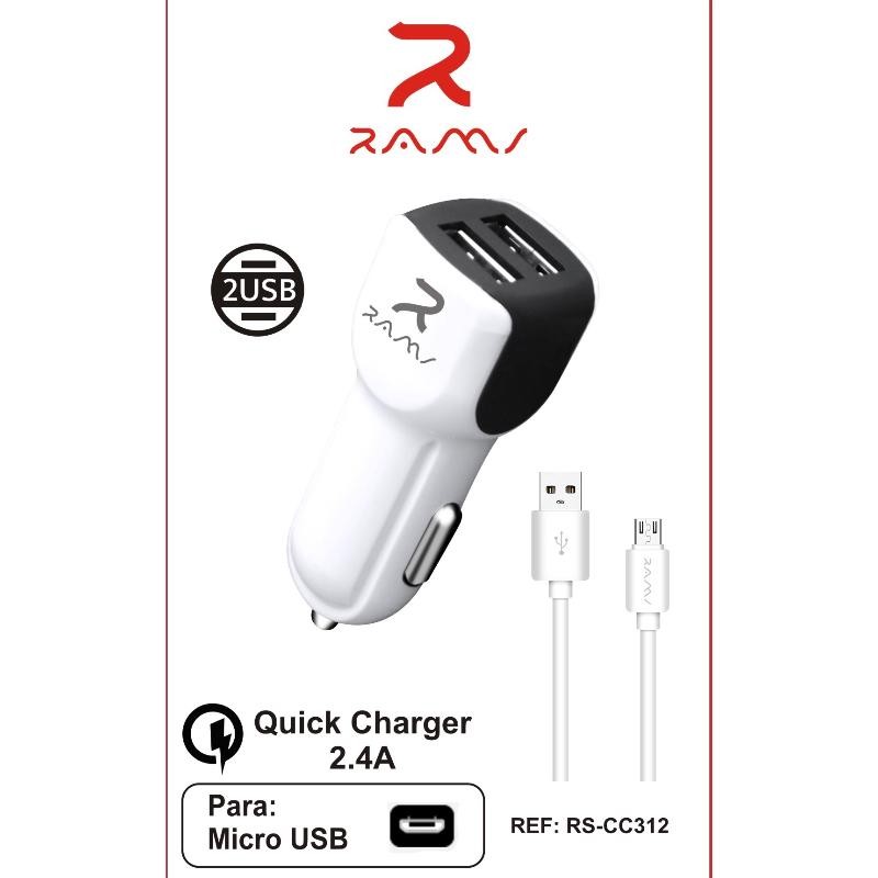 CARGADOR COCHE CABLE MICRO USB RAMS