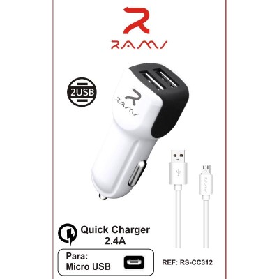 CARGADOR COCHE CABLE MICRO USB RAMS
