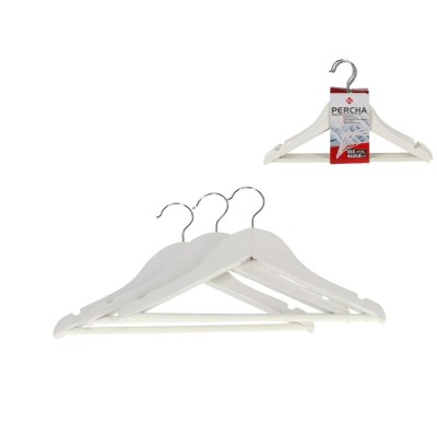 PERCHA INFANTIL X3 32X21 CM BLANCO