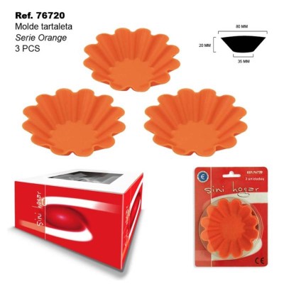 MOLDE TARTALETA BLISTER 3 UNID."SERIE ORANGE" 8X3.5X2 CM.