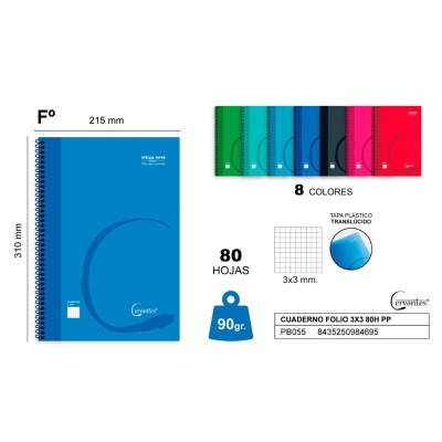 CUADERNO FOLIO 3X3 80H PP