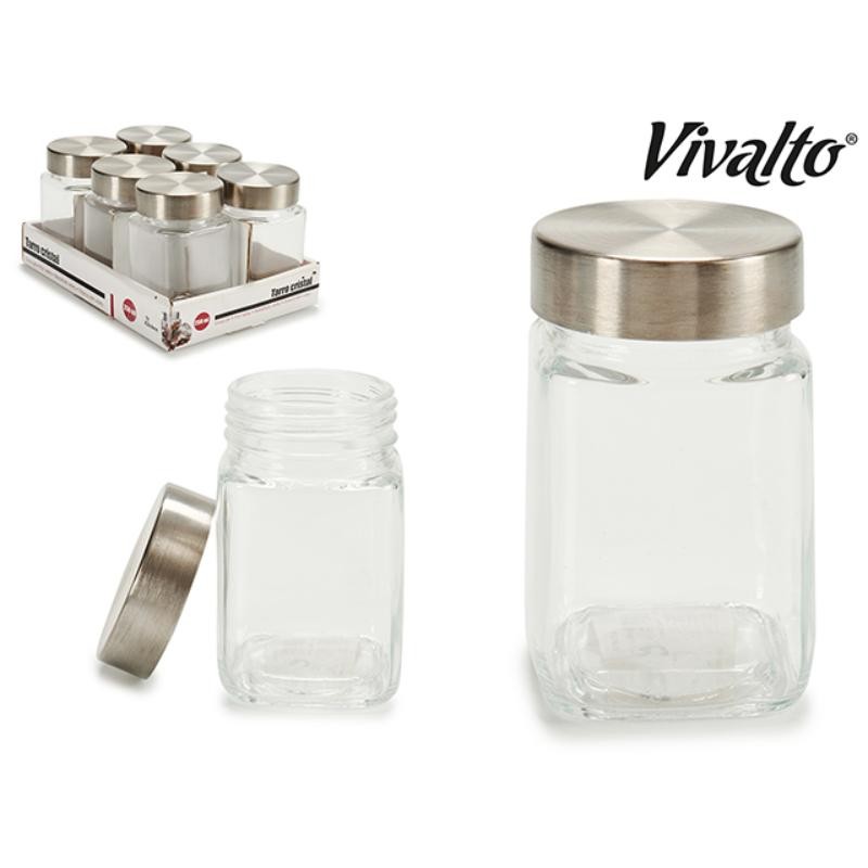 BOTE CUADRADO CRISTAL TRANSPARENTE CON T