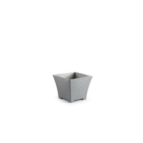 MACETA RATTAN CUADRADA 25 CM PLATA