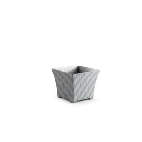 MACETA RATTAN CUADRADA 30 CM PLATA