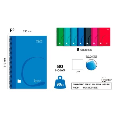 CUADERNO ESP. Fº 80H 90GR LISO PP